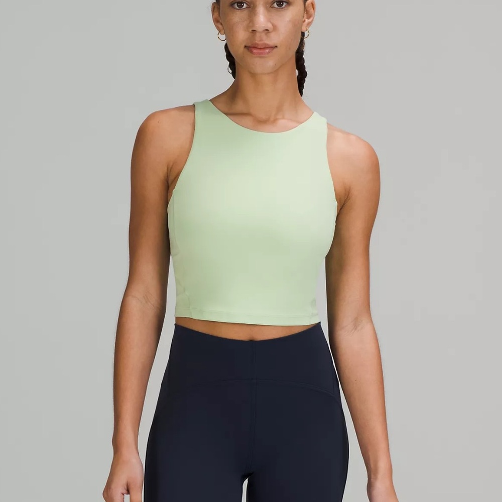 lululemon align high neck  Light Green Cropped Tank Top
